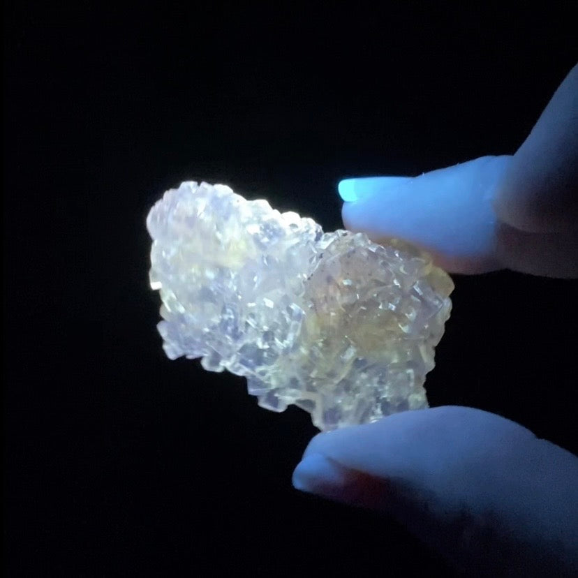 Yellow Moscona Cubic Fluorite Cluster from Asturias Spain - Phosphorescent
