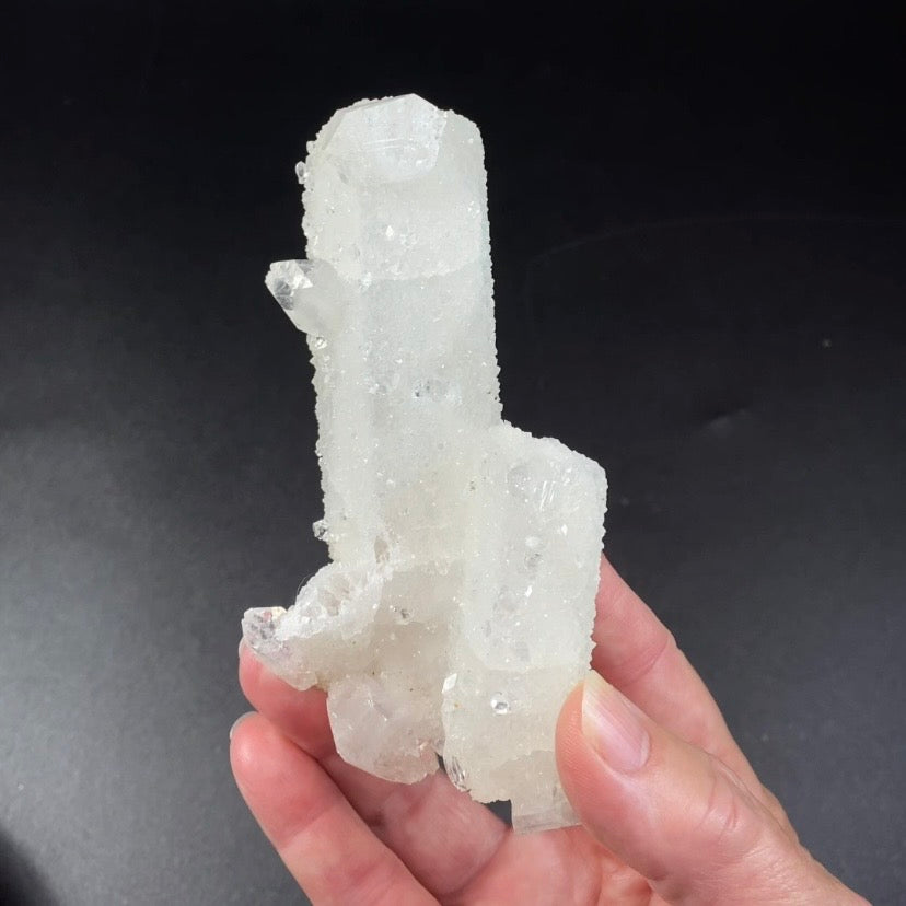 Clear Apophyllite Stalactite Formation Cluster with Fluorescent Calcite Core