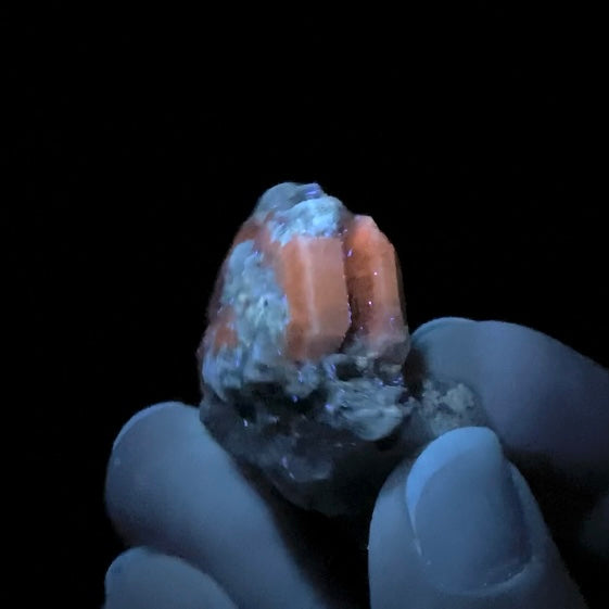 Double Terminated Bi Color Purple & White Apatite Crystals on Matrix from Pech, Afghanistan