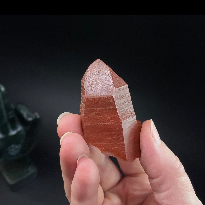 Red Hematite Channeling Quartz Crystal from Tourash, Morocco