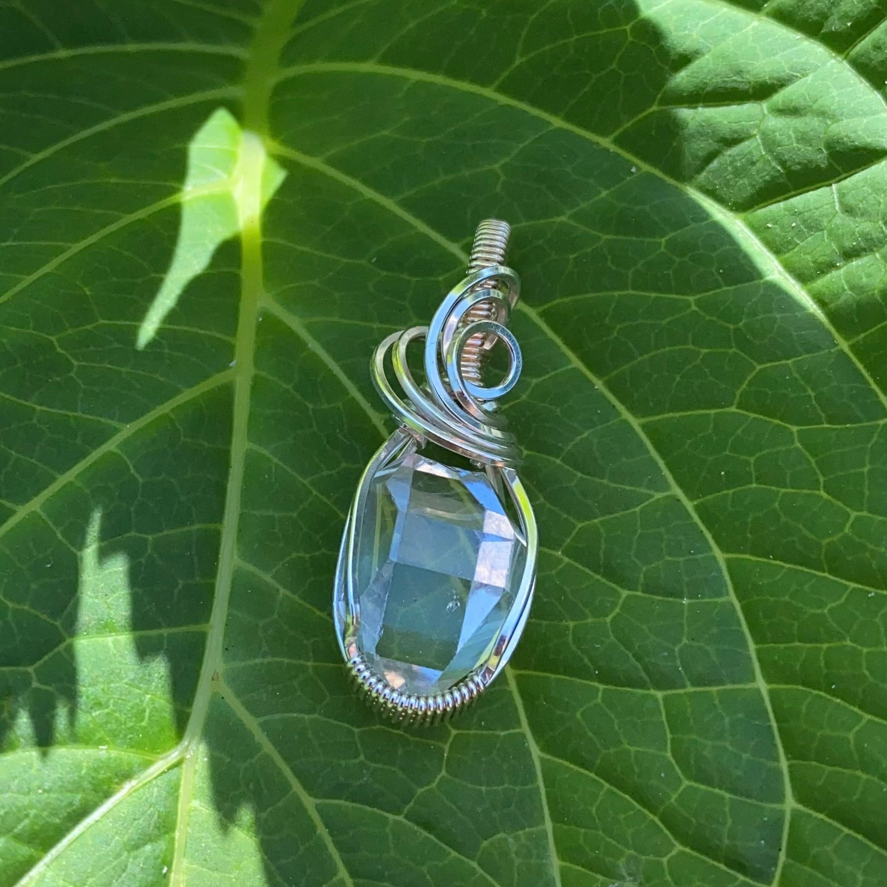 Herkimer Quartz with Phantoms & Sterling Silver Wire Wrapped Pendant
