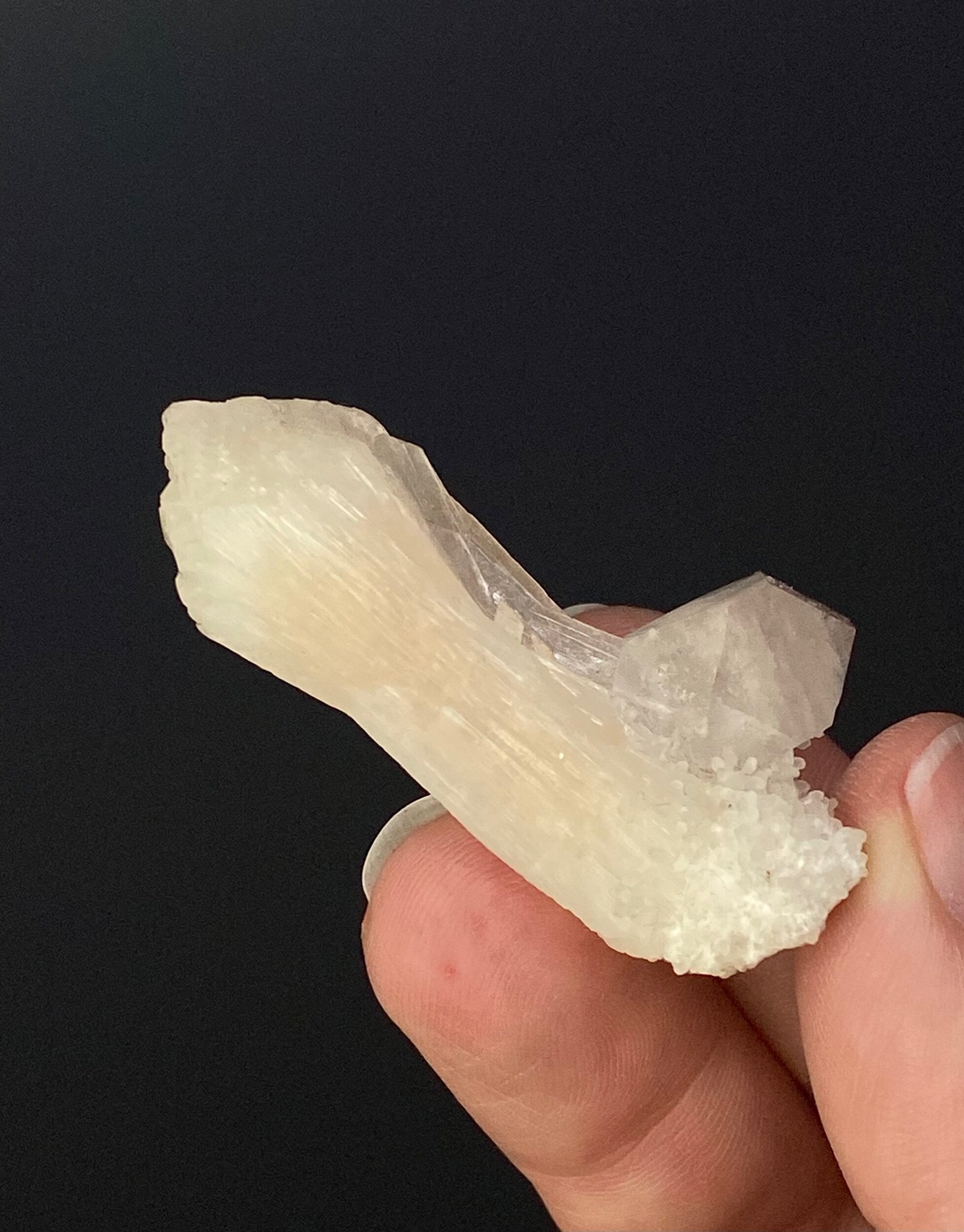 Clear Apophyllite Crystal Cluster with Stilbite