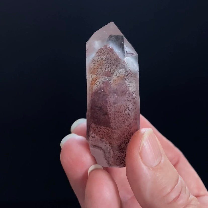 Red Hematite Double Phantom Sunset Quartz Crystal - Tamil Nadu, India