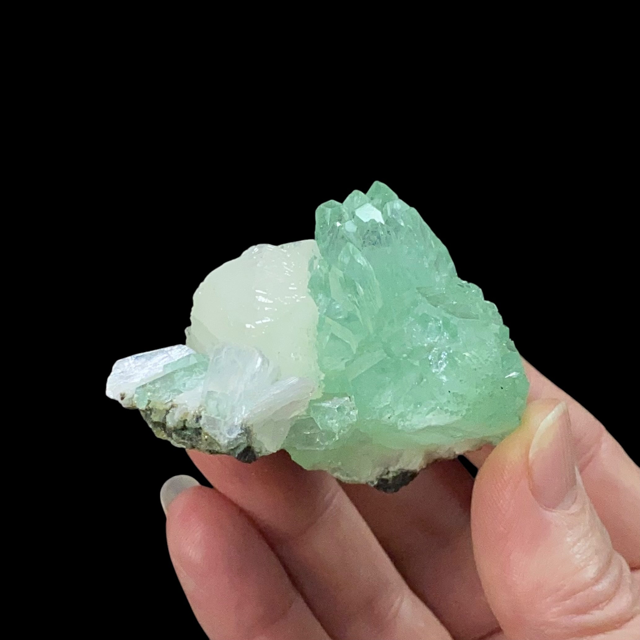 Green Apophyllite Crystal Cluster from Maharashtra, India