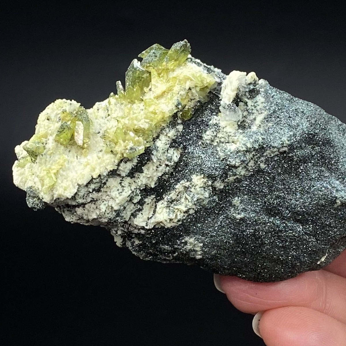 Green Alpine Type Titanite Sphene Crystals with Clinochlore on Matrix