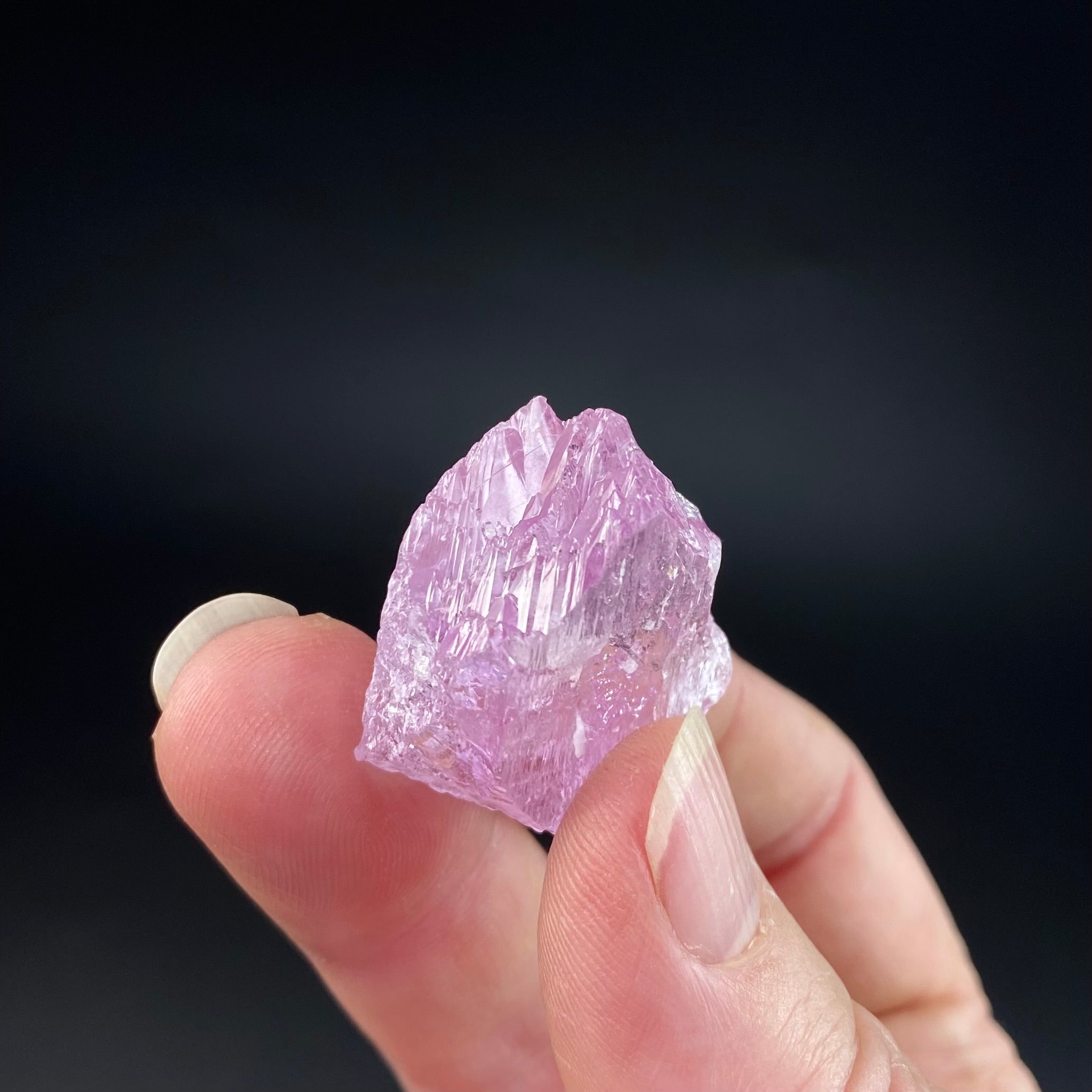 Pink Kunzite Spodumene Crystal, Fluorescent with Multiple Terminations