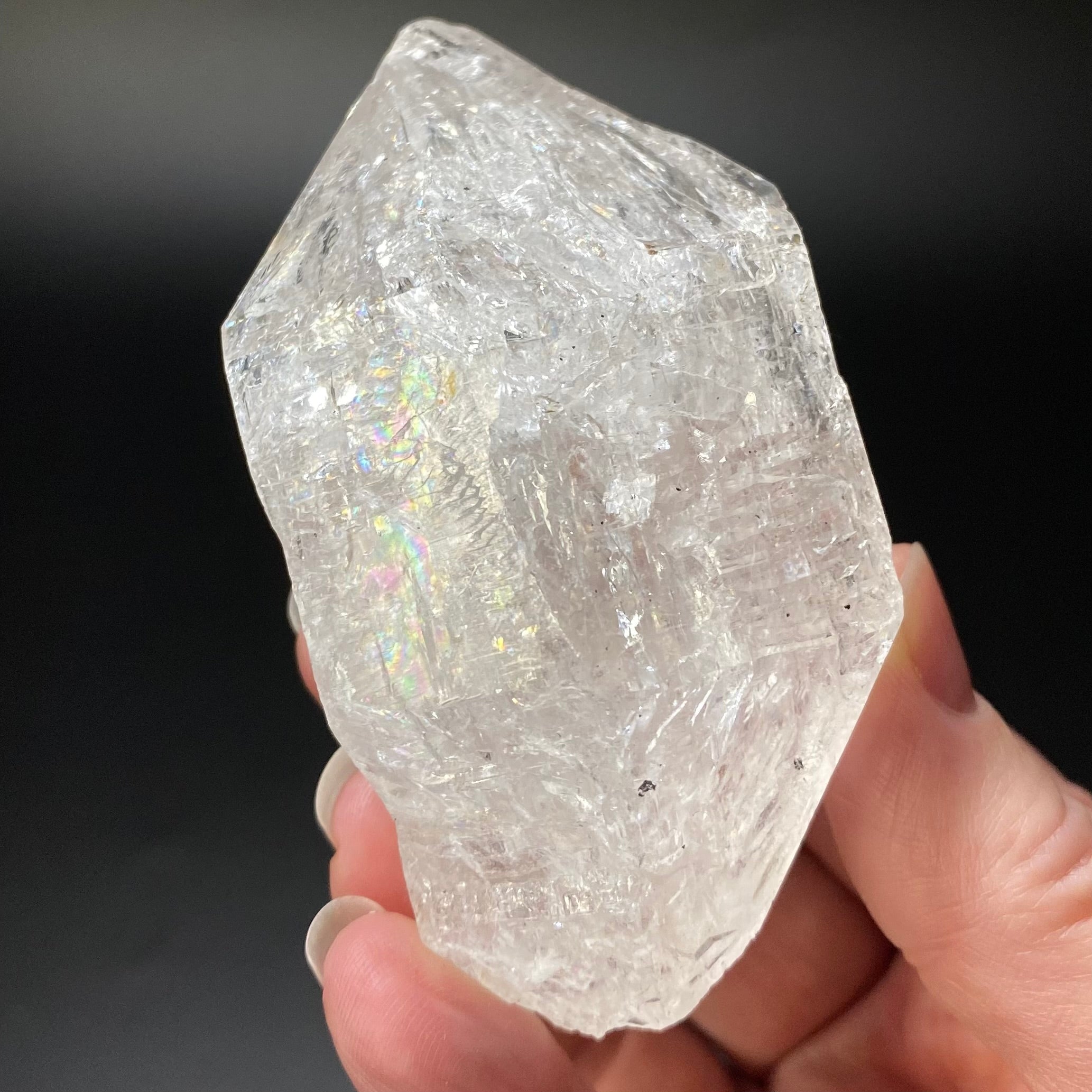 Double Terminated Clear Quartz Crystal with Rainbows