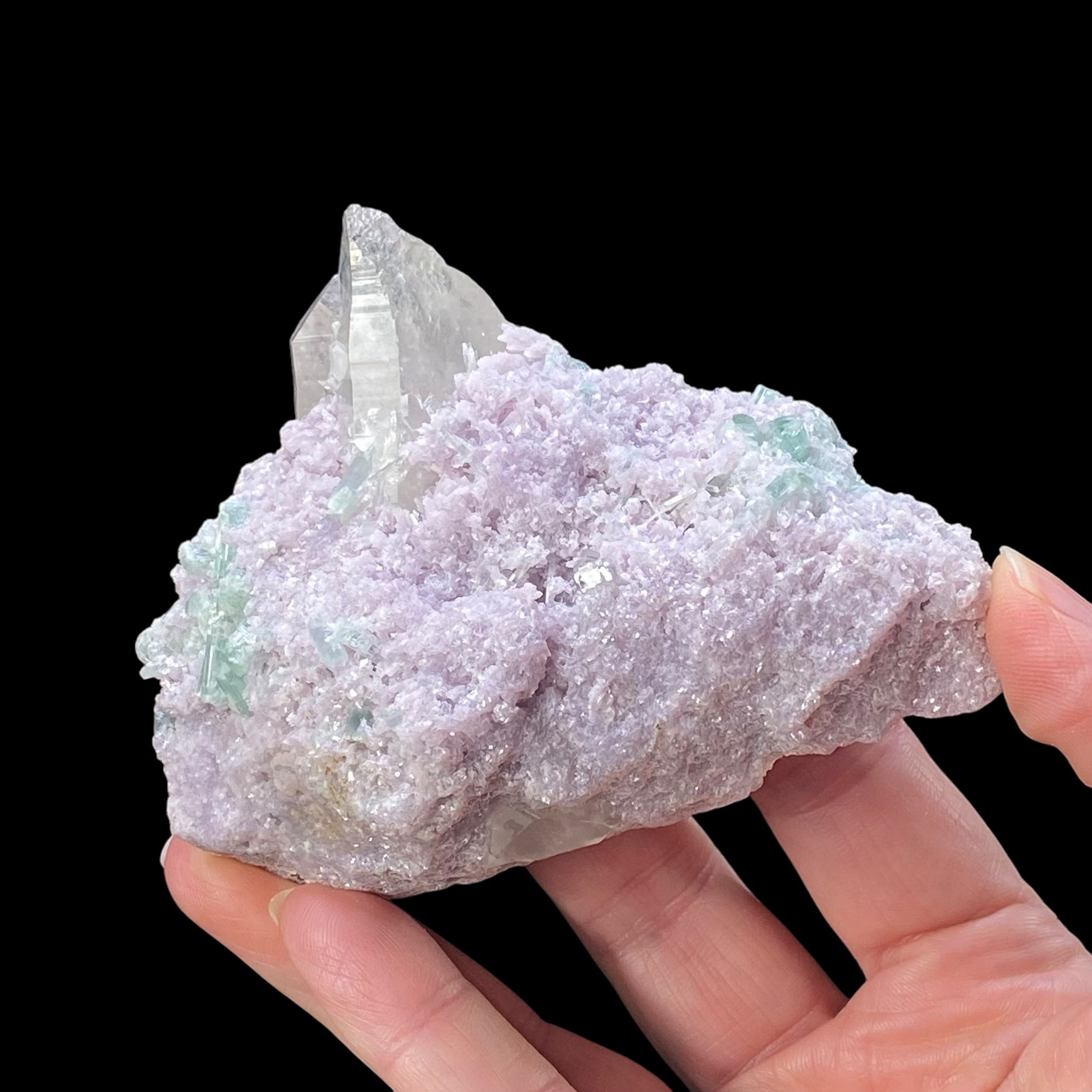 Light Green Tourmaline, Lepidolite & Quartz Cluster