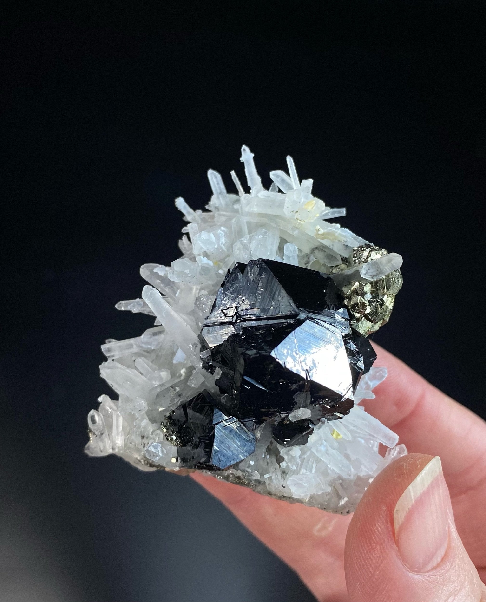 Sphalerite, Quartz Crystals, and Pyrite Combination Piece from Kosovo