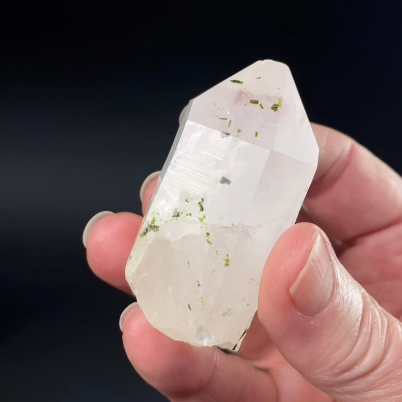 Quartz Crystal with Green Epidote Crystals