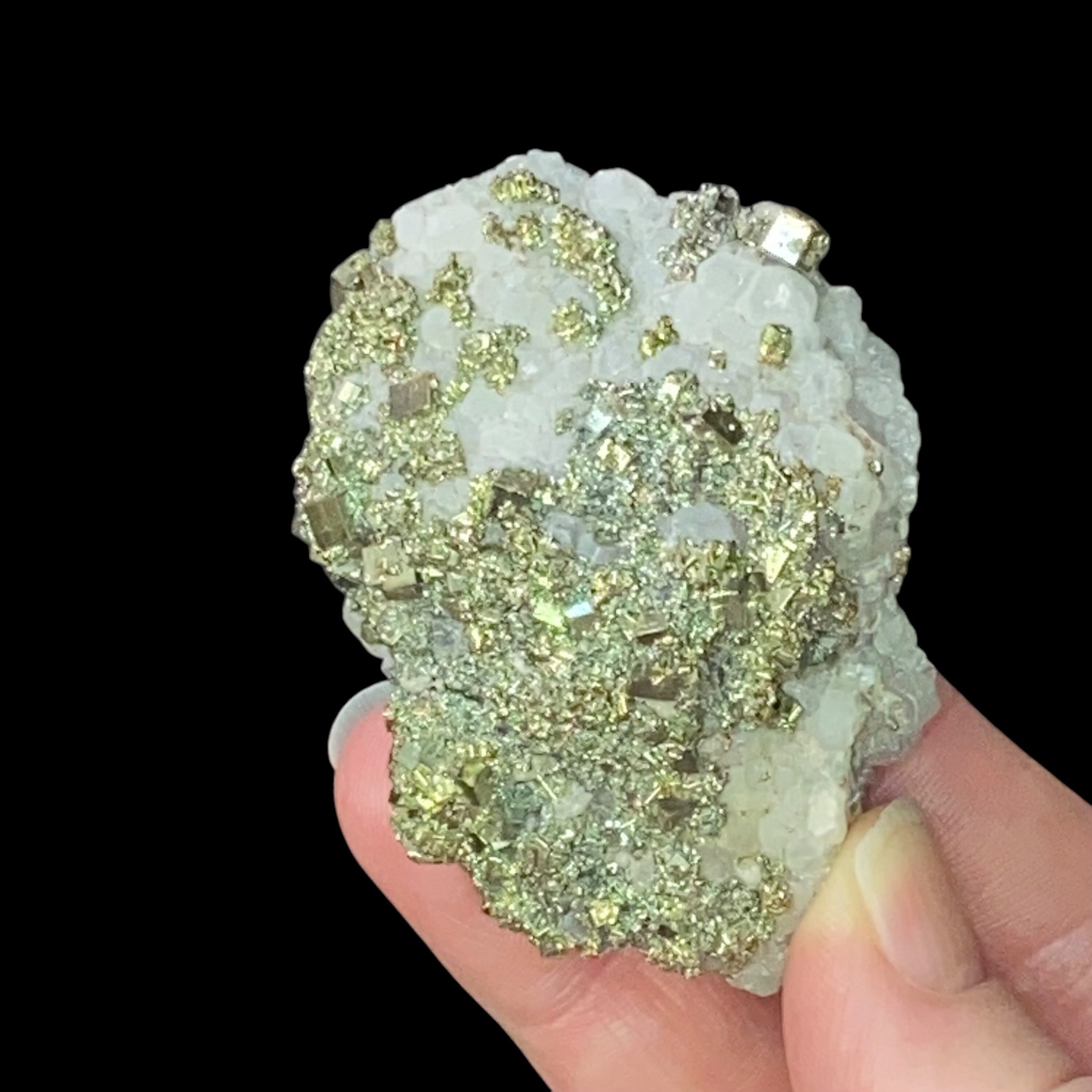 Fluorescent Calcite & Pyrite Cluster from Trepca Mine Complex, Mitrovica, Kosovo