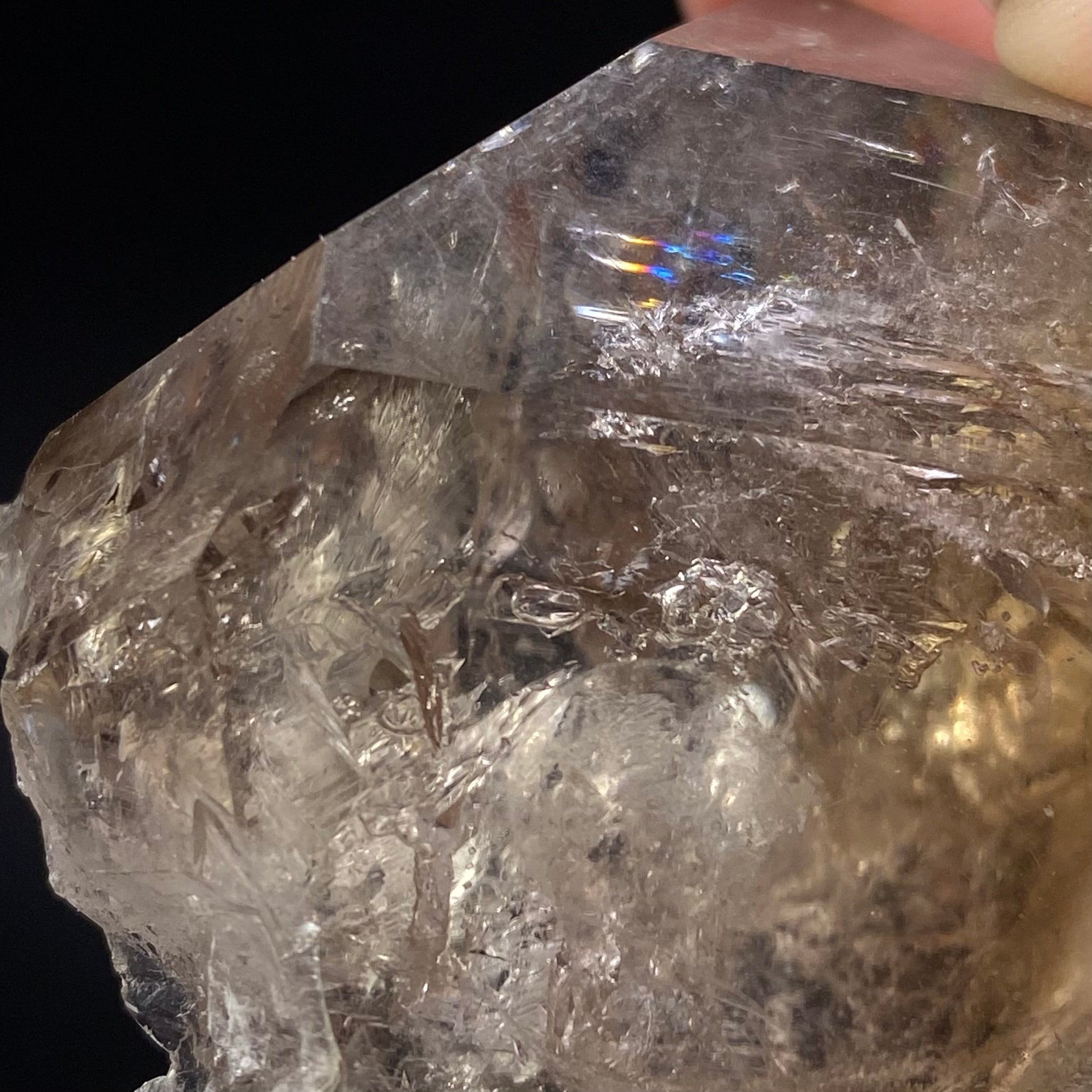 Light Smoky Quartz Crystal with Rainbows and Enhydro Water Inclusion