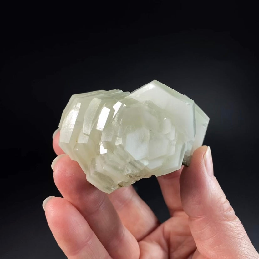Fluorescent Hexagonal Sandwich Calcite Crystal Cluster