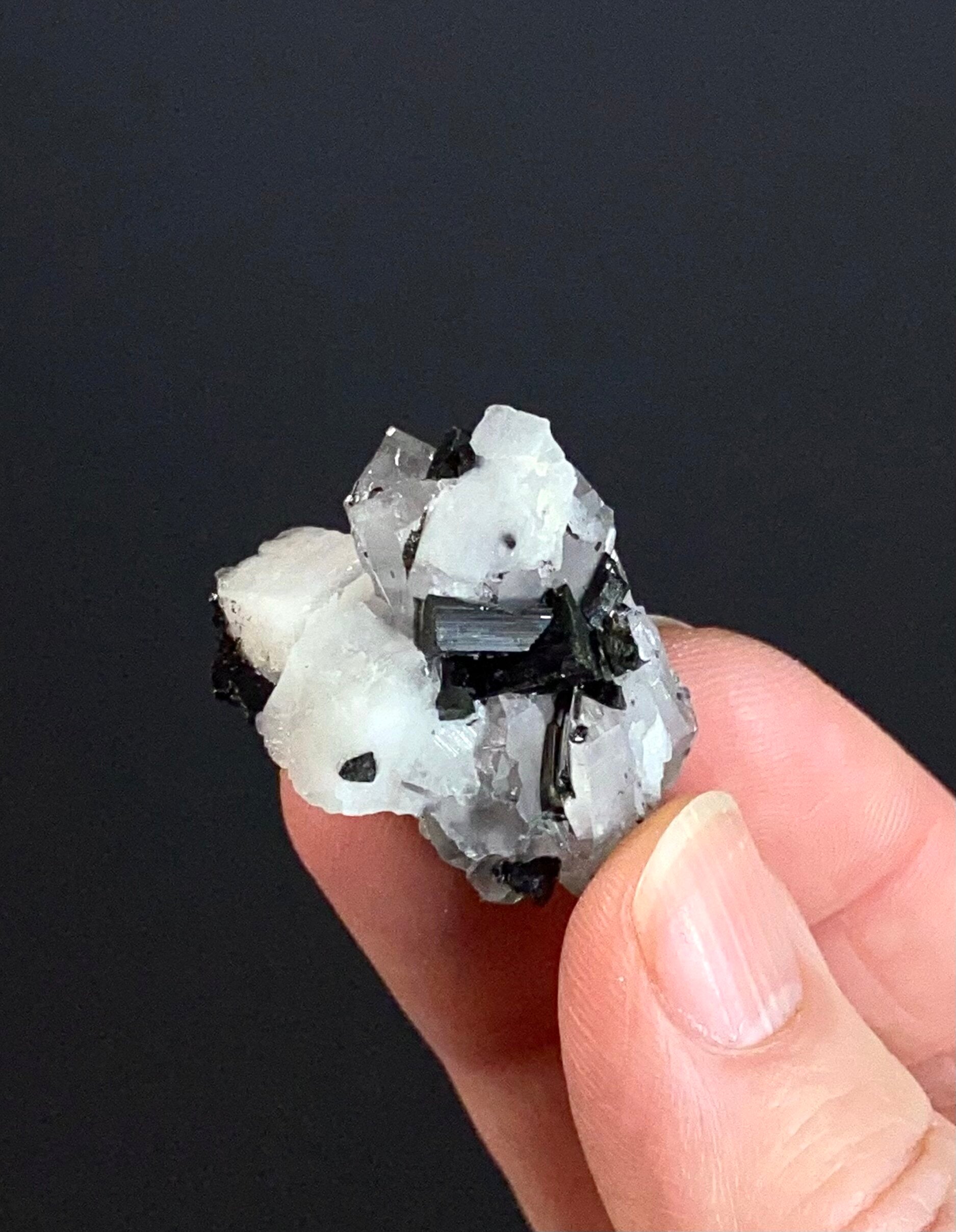 Doubly Terminated Quartz Crystal Cluster with Black Tourmaline & Feldspar