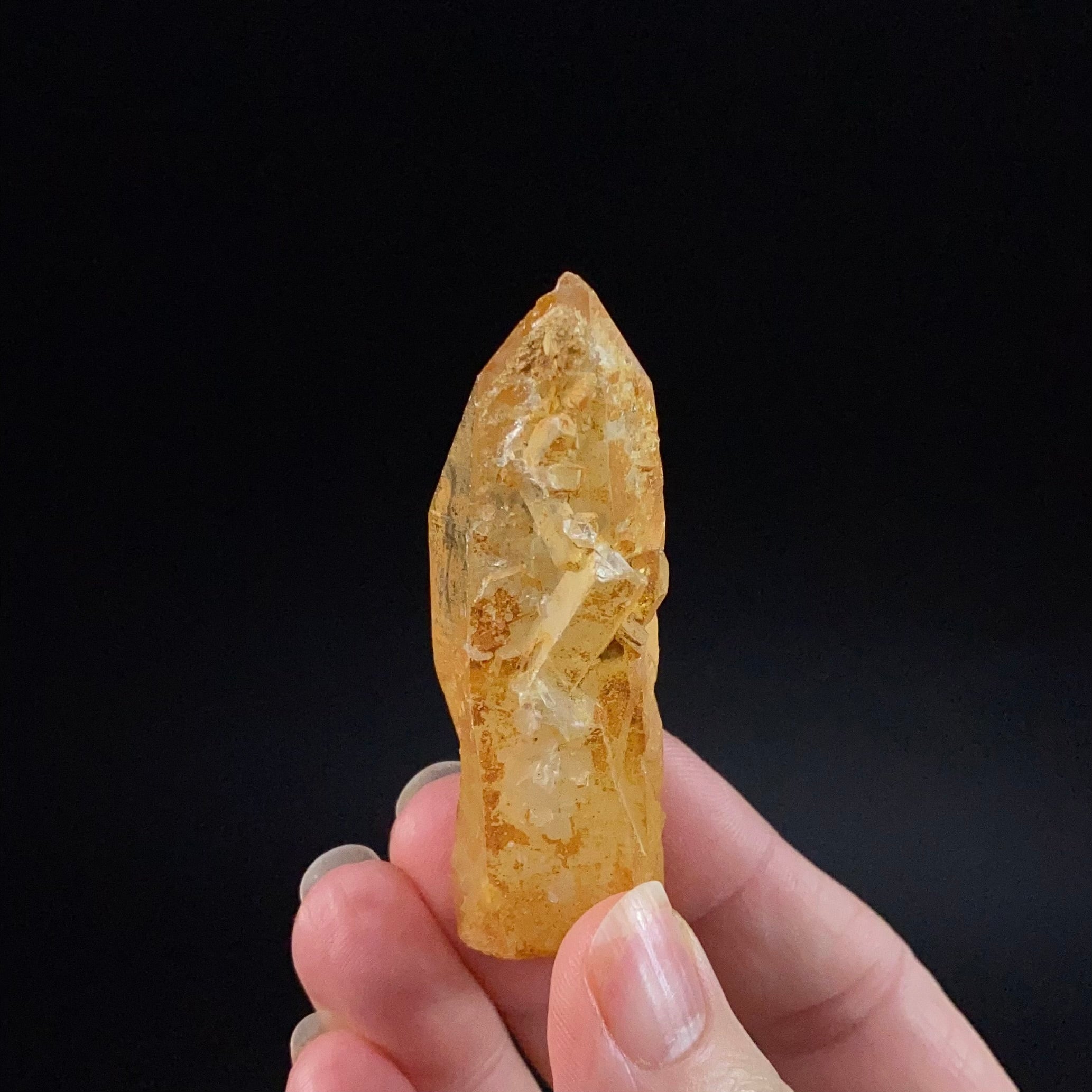Golden Quartz Crystal with Natural Yellow Iron Oxide Surface Coating
