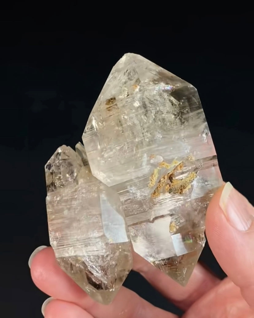 Double Terminated Twin Fenster Skeletal Quartz Crystal Cluster