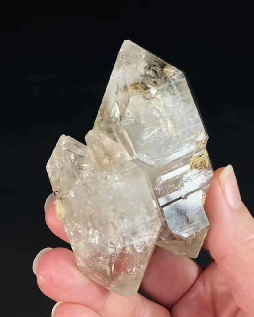 Double Terminated Twin Fenster Skeletal Quartz Crystal Cluster