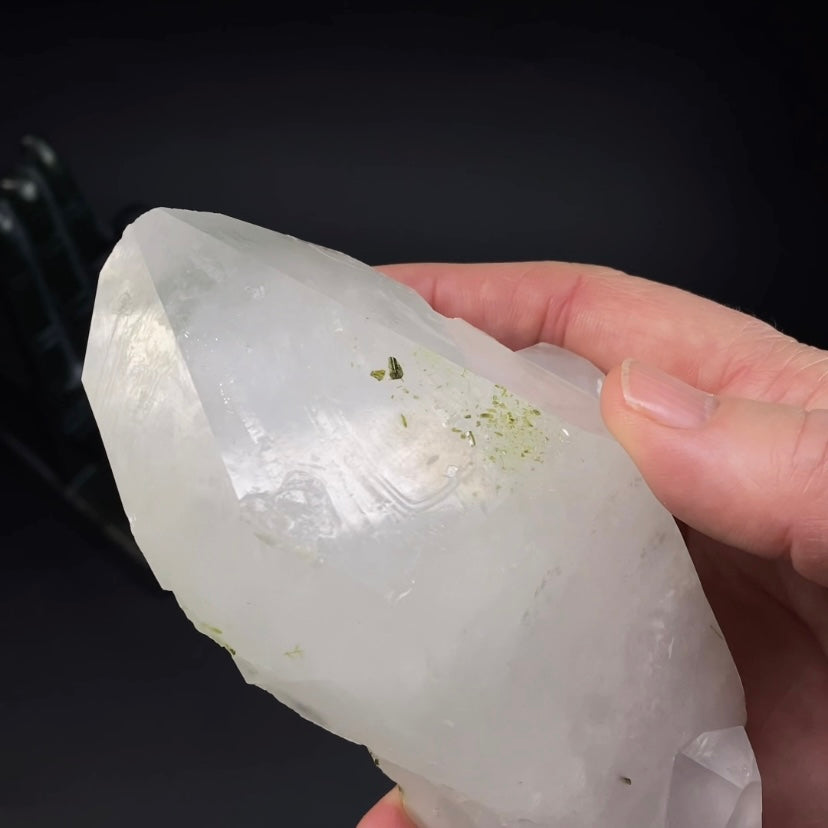 Quartz Crystal with Green Epidote Crystals