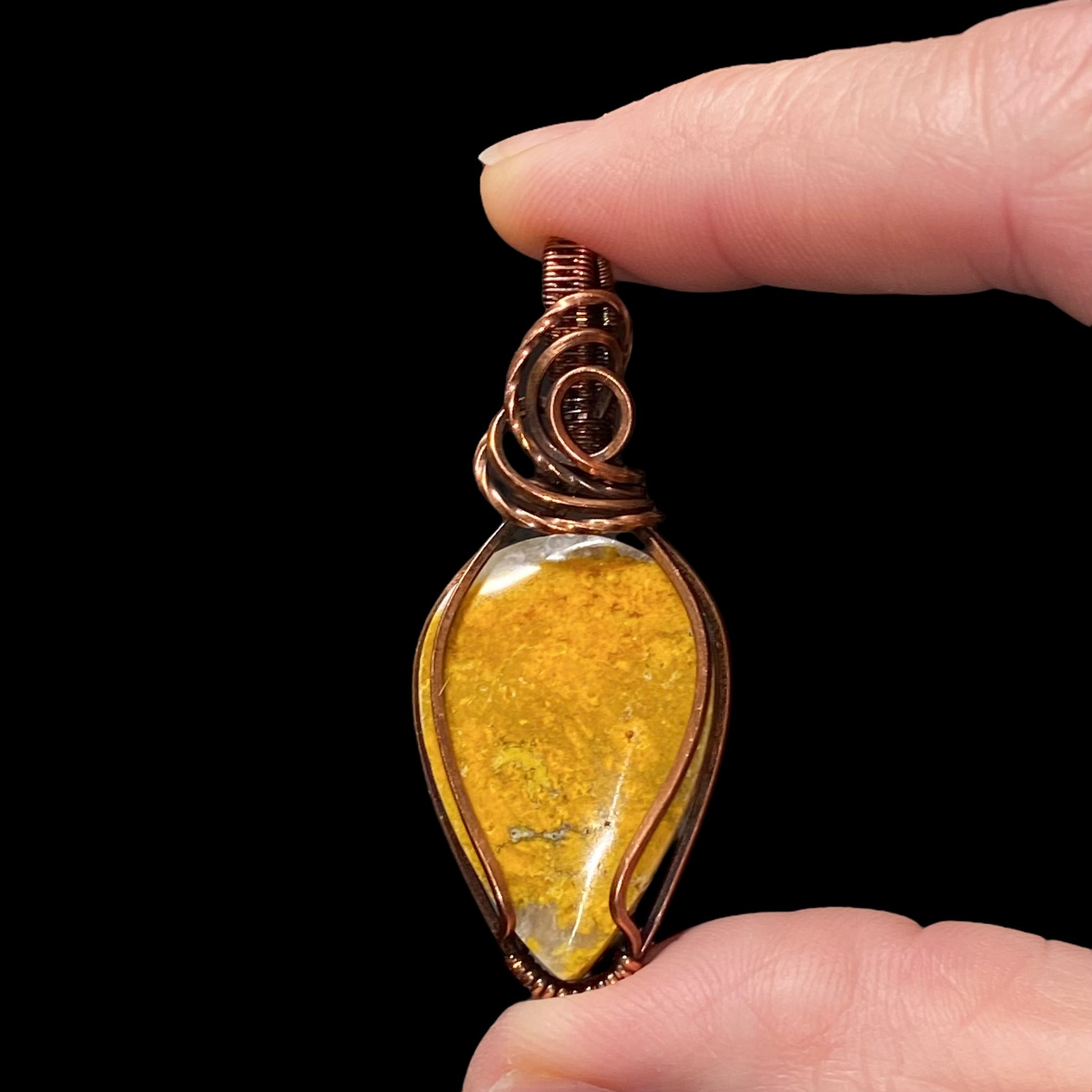 Bumblebee Jasper & Copper Wire Wrapped Pendant