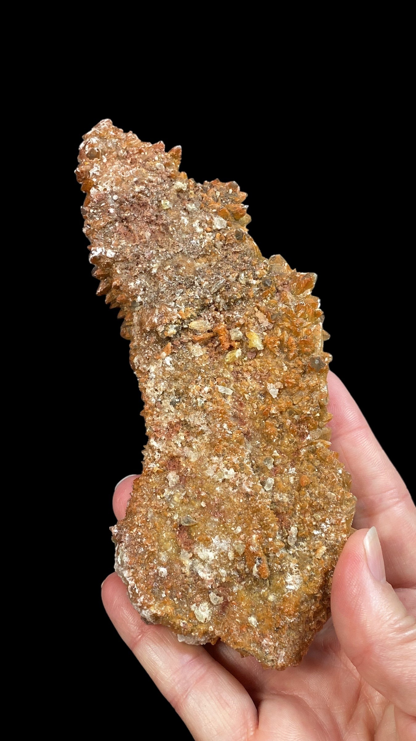 Dog Tooth Calcite Cluster with Natural Iridescent & Iron Oxide Surface Coating