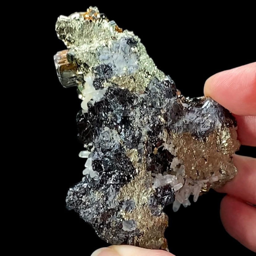 Pyrite After Pyrrhotite with Quartz, Bournonite & Calcite from Trepca Mine Complex, Kosovo