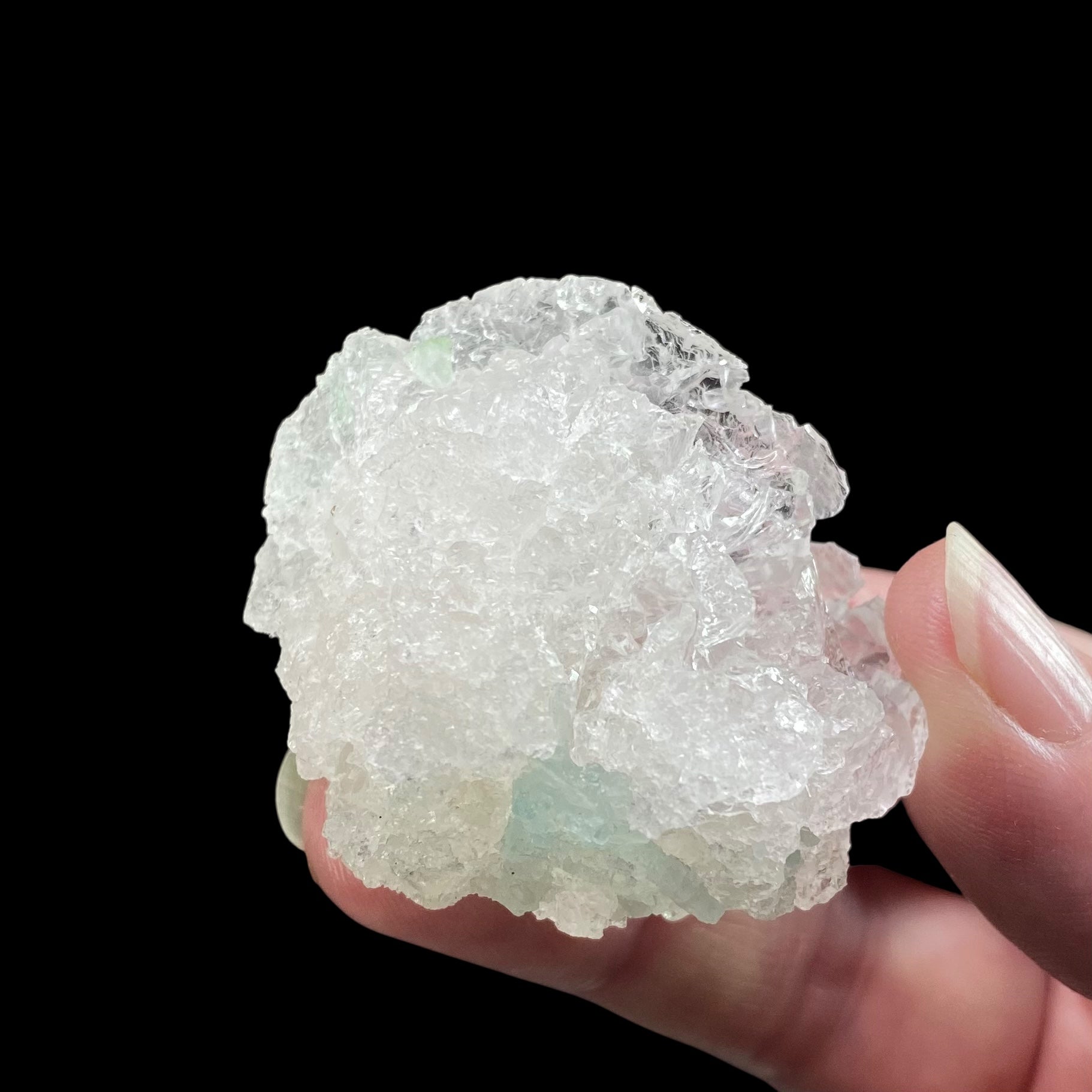 Clear Etched Pollucite with Green Tourmaline from Laghman, Afghanistan