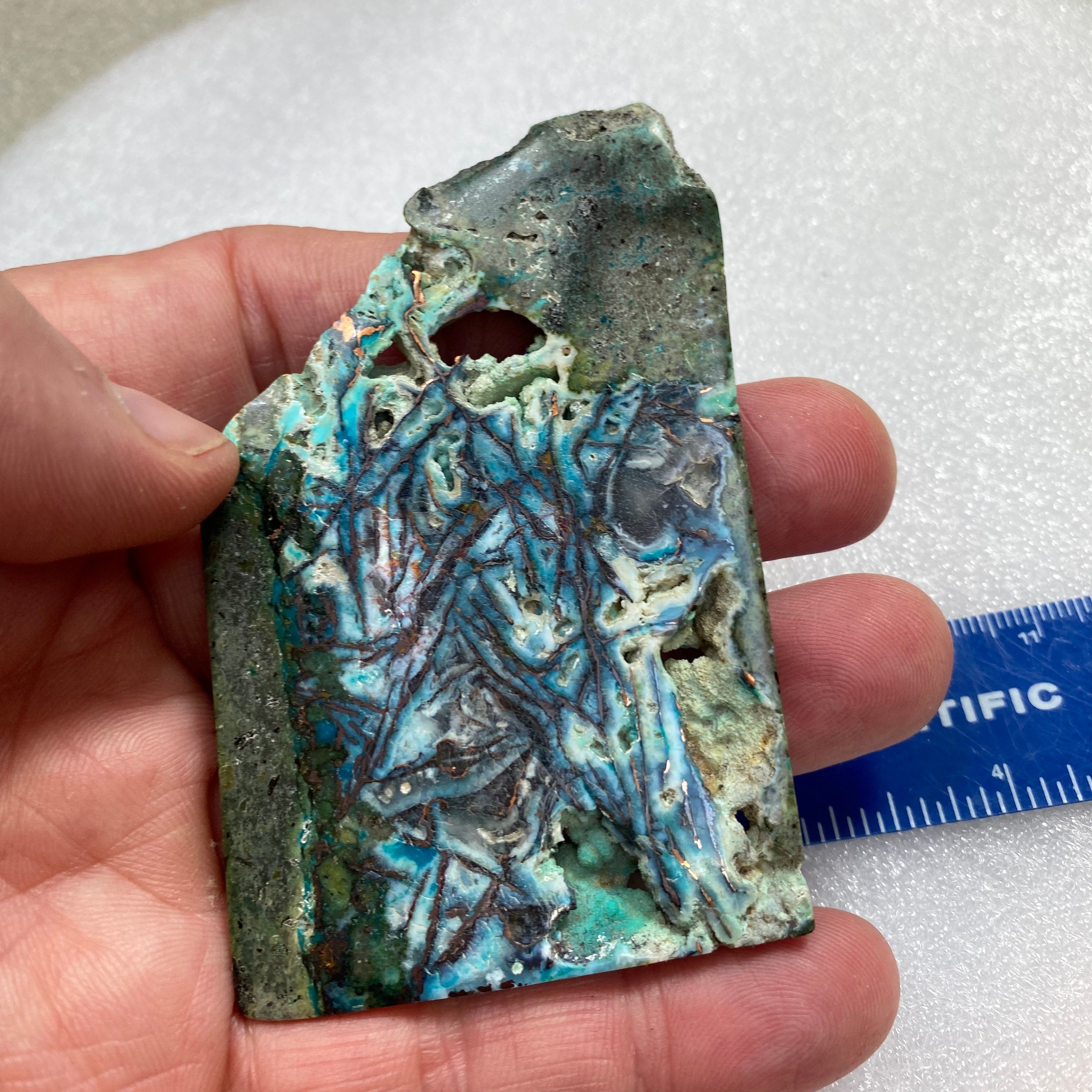 Chrysocolla & Copper Indonesian Copper Web with Matrix Polished Slab
