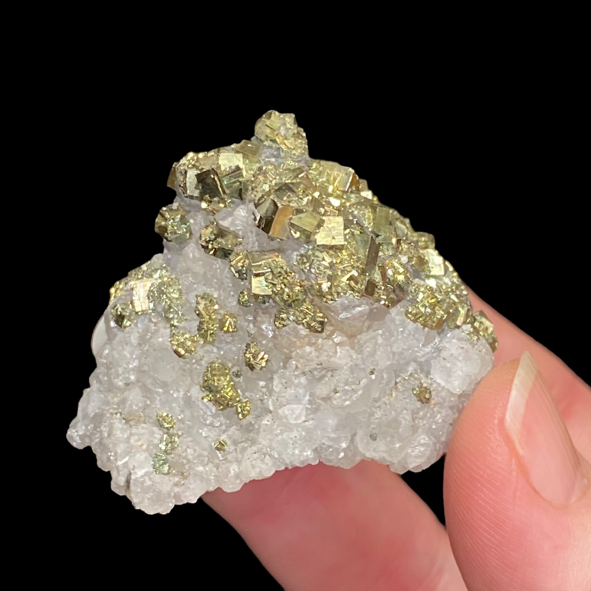 Pyrite with Fluorescent Calcite from Trepca Mine Complex, Mitrovica, Kosovo