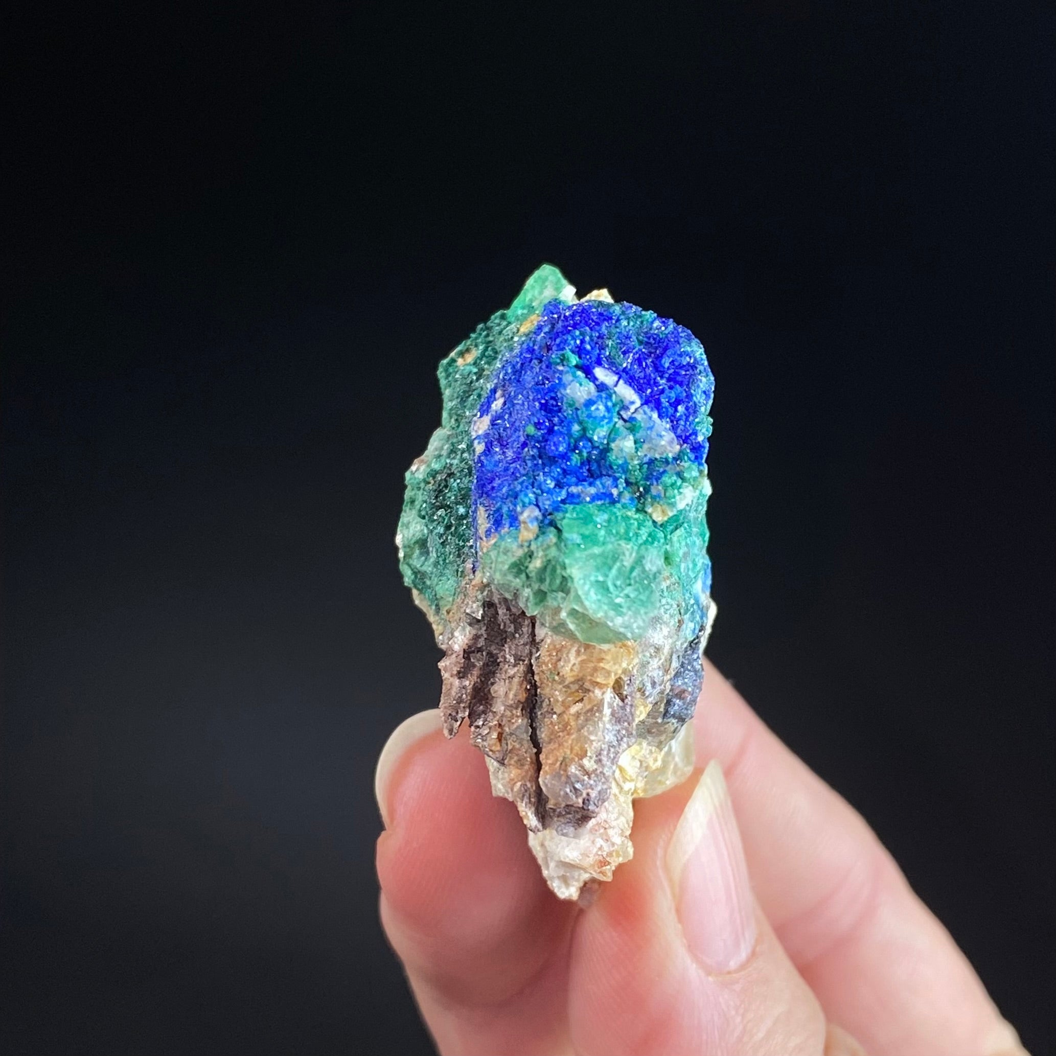 Brochantite & Linarite on Matrix, Blanchard Mine, New Mexico
