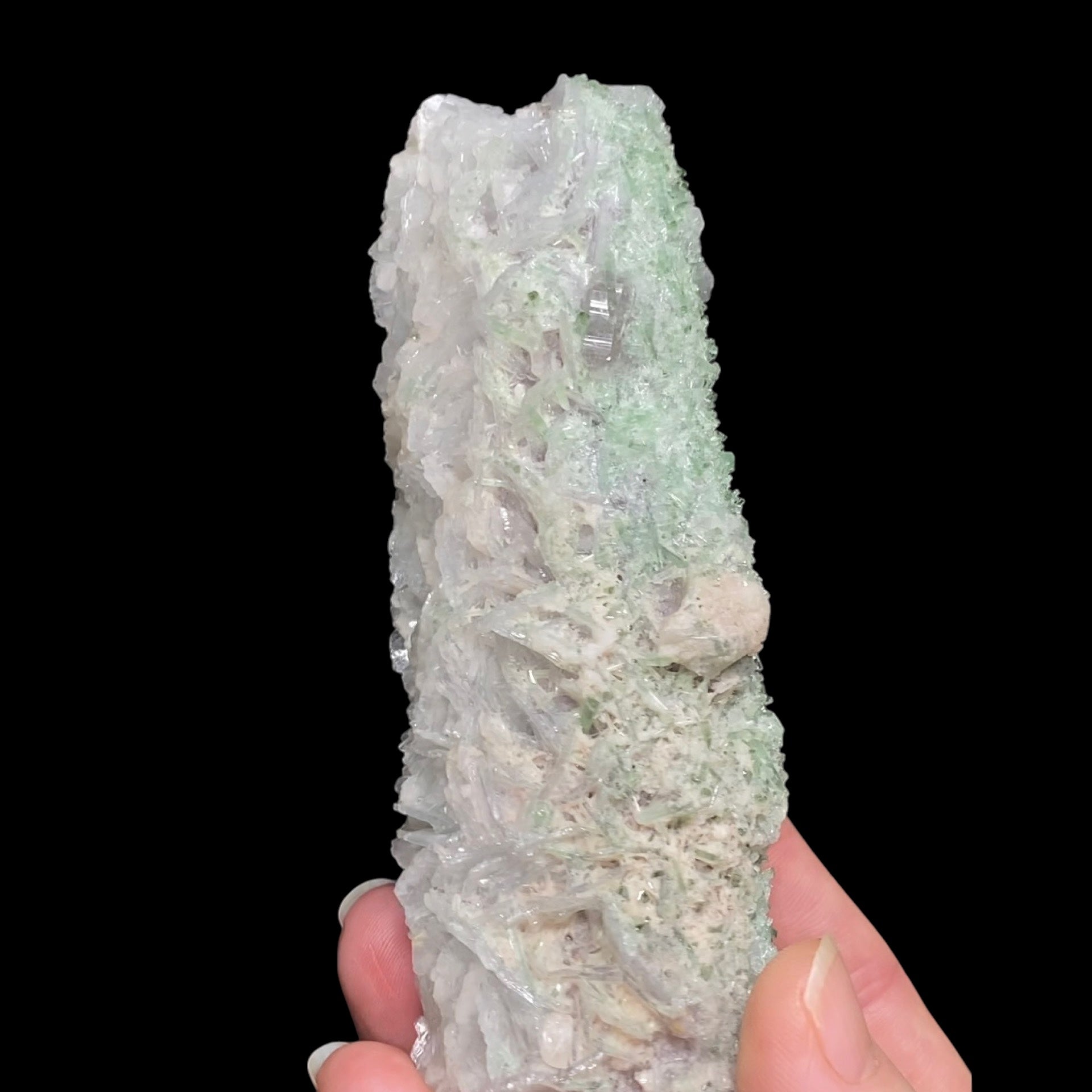 Green Tourmaline on Cleavelandite with Lepidolite, Mawi, Nuristan, Afghanistan