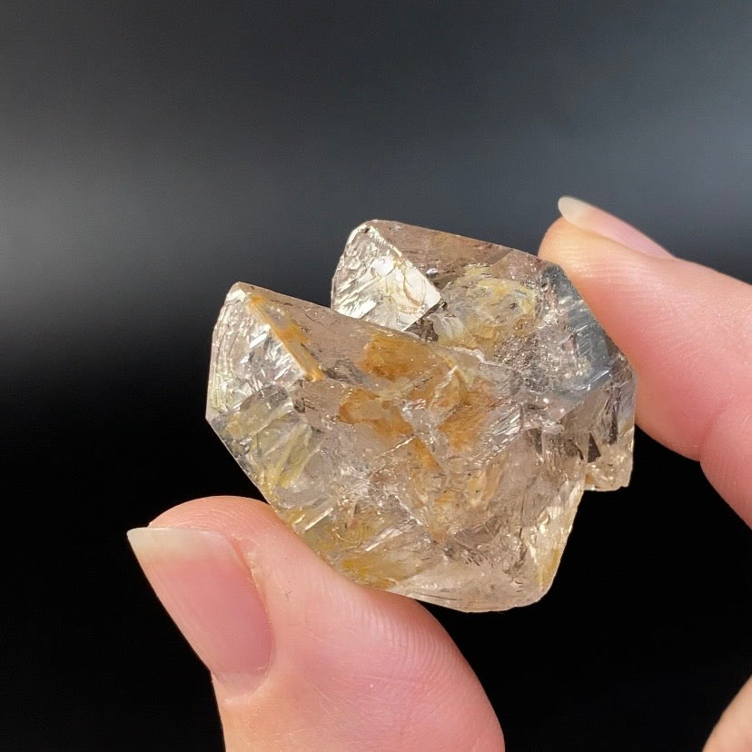 Double Terminated Twin Fenster Quartz Crystal with Fluorescent Inclusions