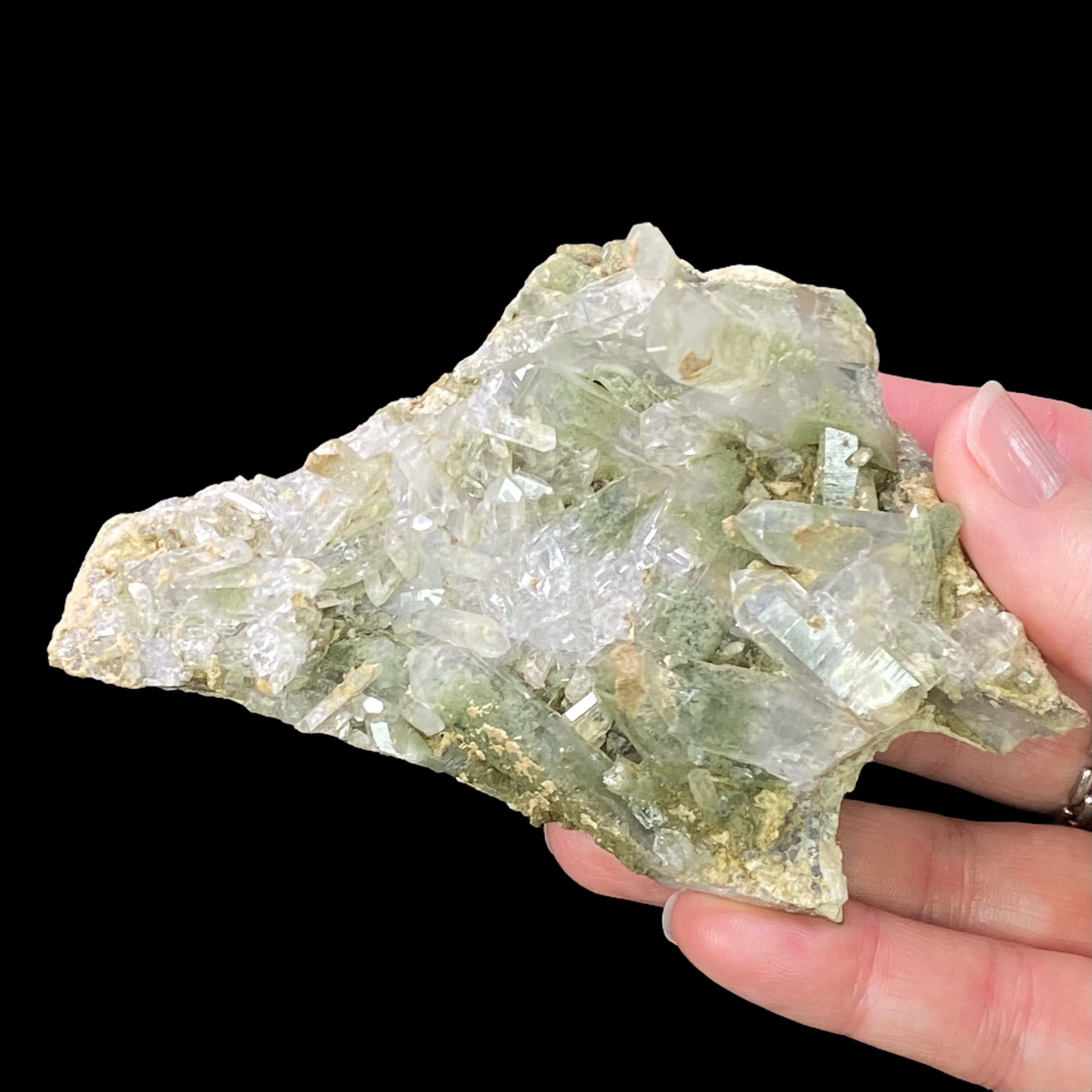 Chlorite Included Quartz Crystal Cluster / Plate