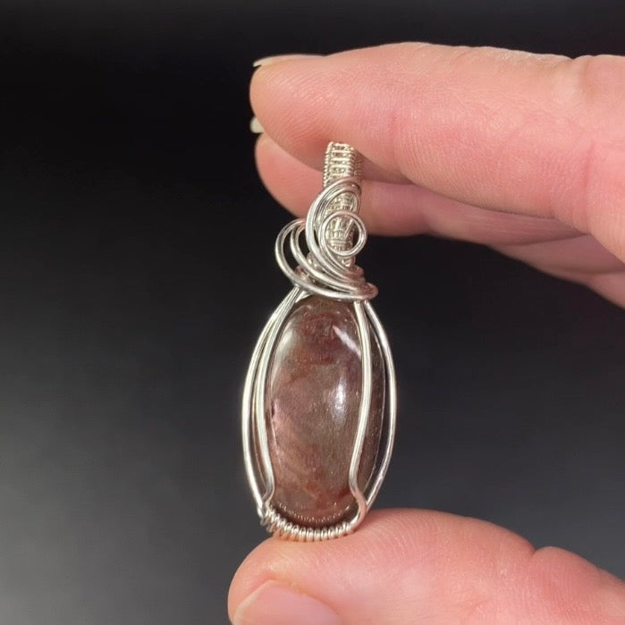 Confetti Sunstone and Sterling Silver Wire Wrapped Pendant