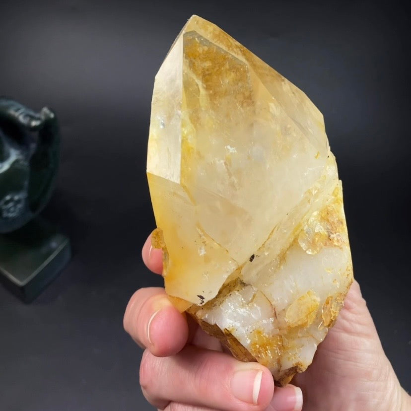 XL Natural Golden Healer Quartz Crystal with Yellow Iron Oxide Surface Coating