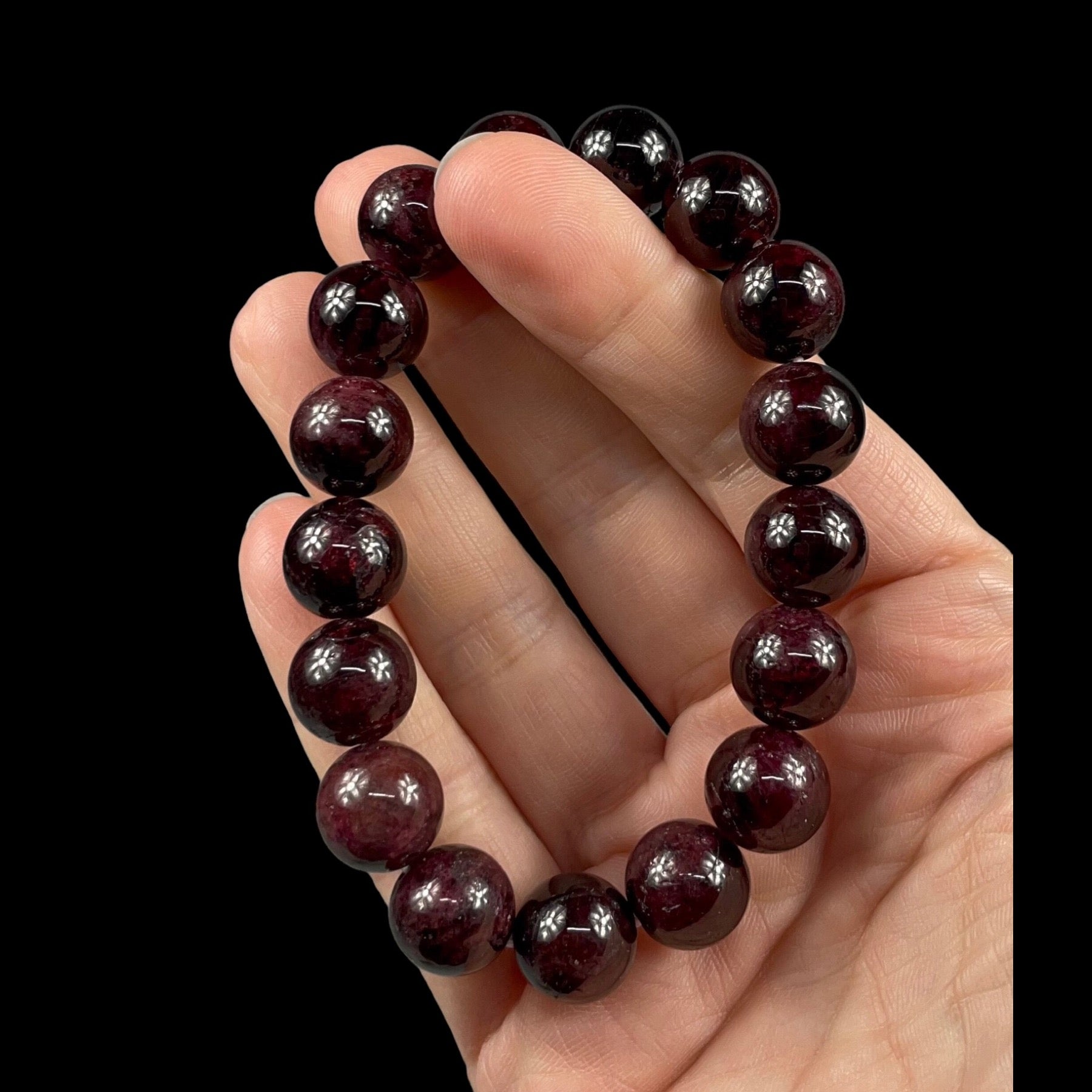 Red 10mm Garnet Bead Stretch Bracelet