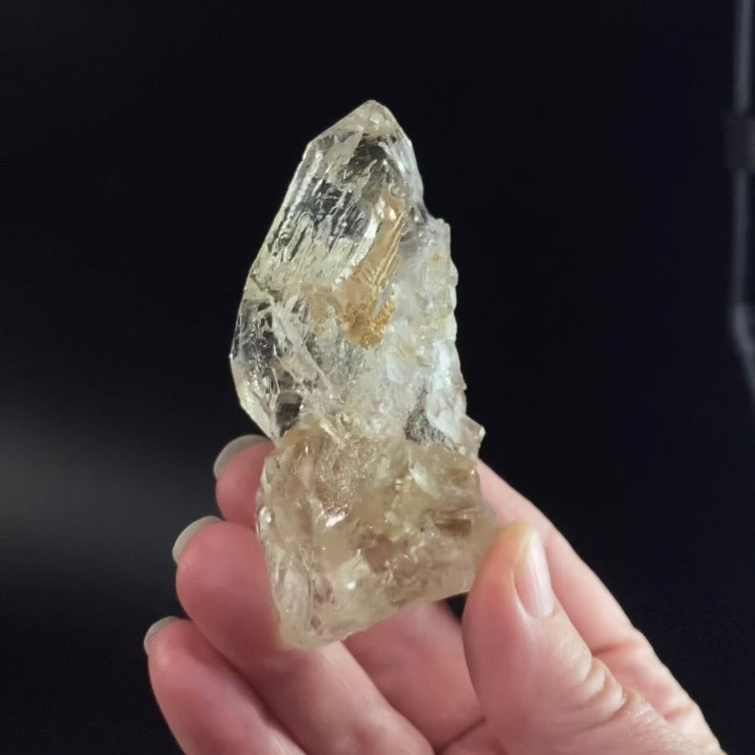 Fenster Quartz Crystal with Golden Clay Inclusions