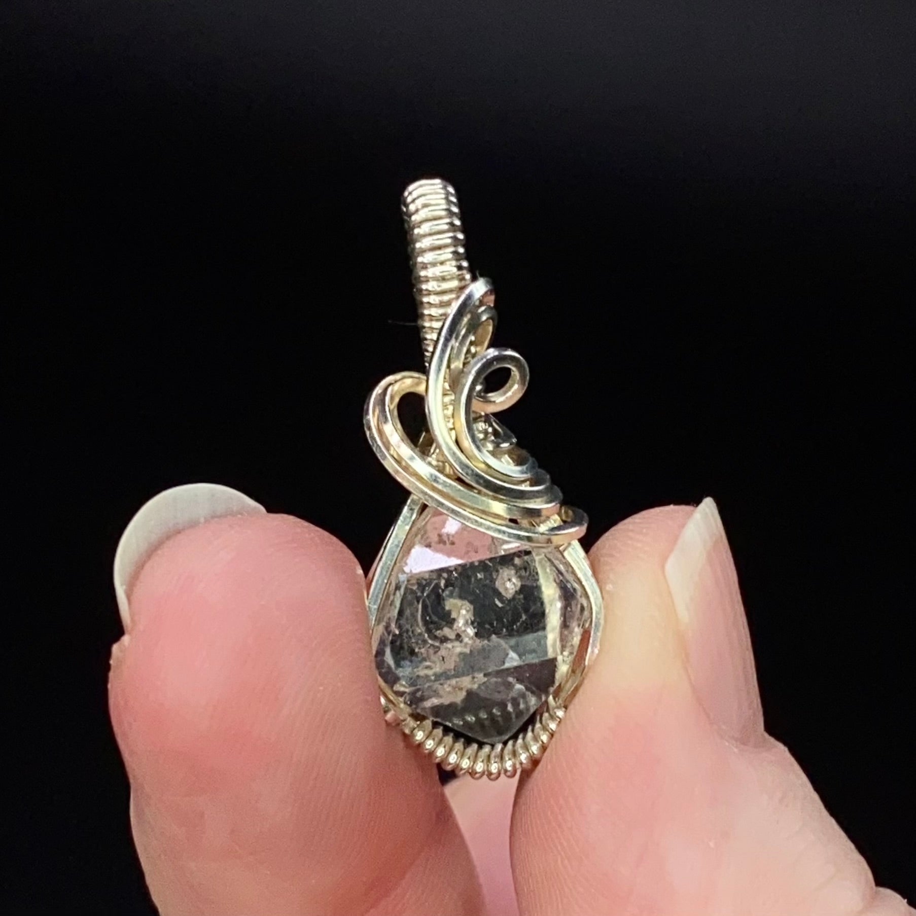 Raw Topaz Crystal & Sterling Silver Wire Wrapped Pendant