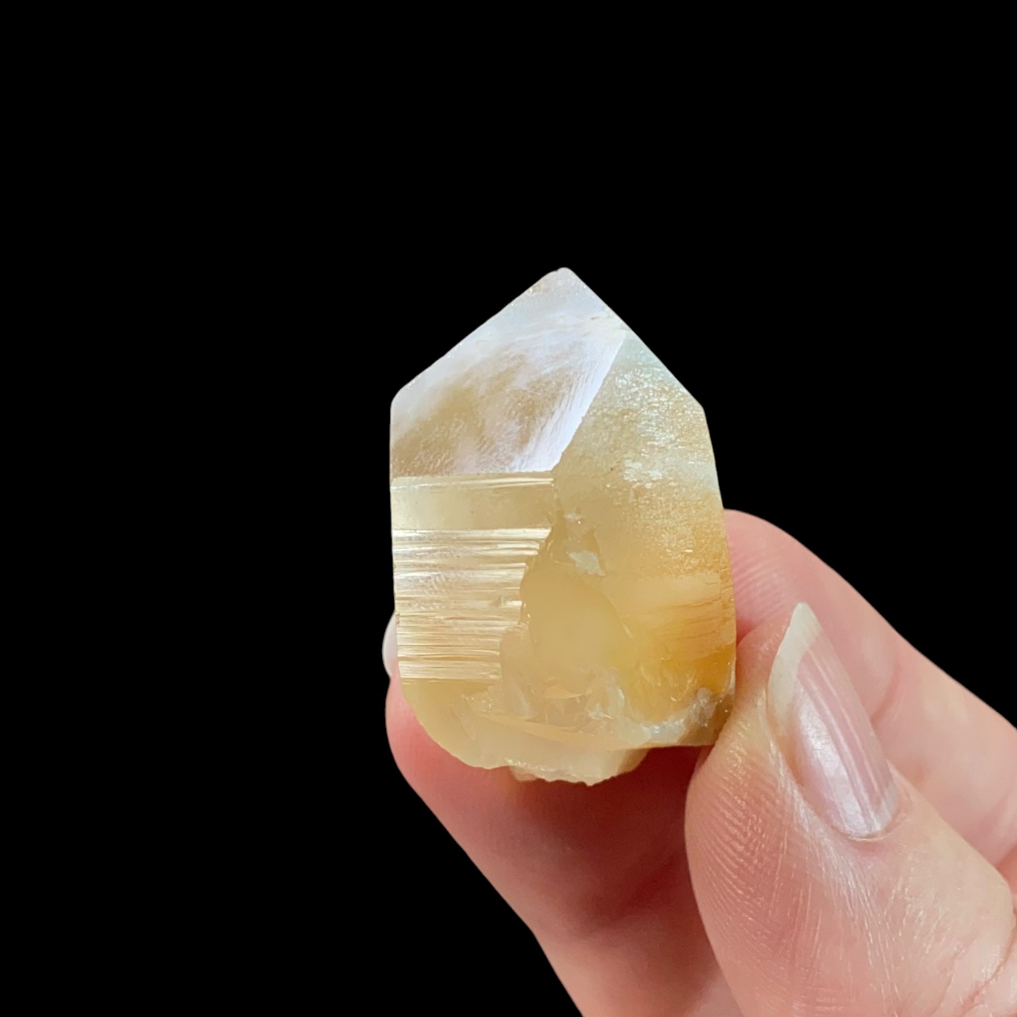 Trigonal Habit Bone Quartz Crystal with Halloysite Inclusions