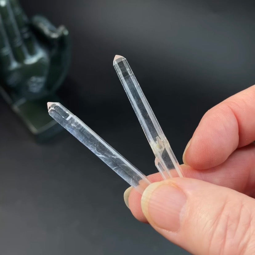 Singing Lemurian Quartz Crystal Pair from Santander, Colombia