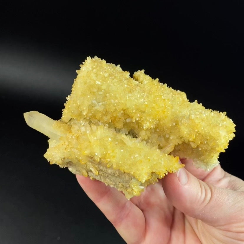 Unique Golden Quartz Specimen with Druzy Quartz on Matrix