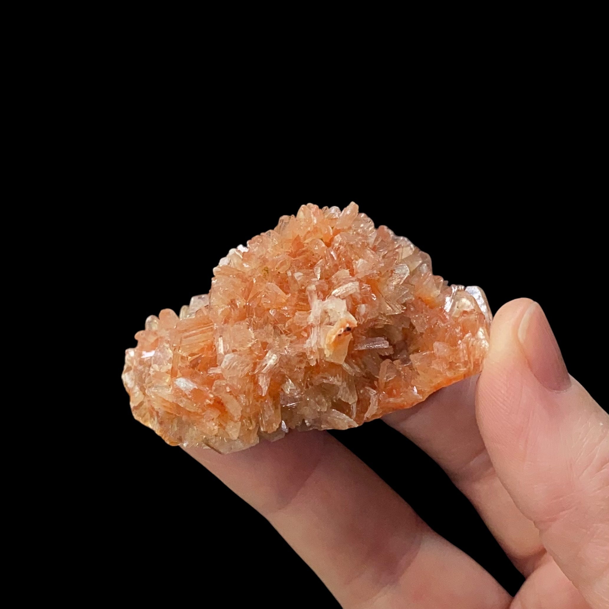 Orange & Clear Heulandite Fan Crystal Cluster