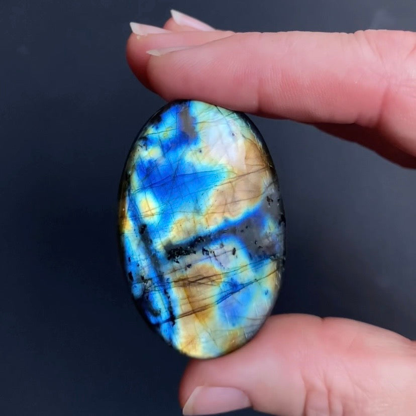 Blue & Gold Flash Labradorite Oval Shaped Cabochon