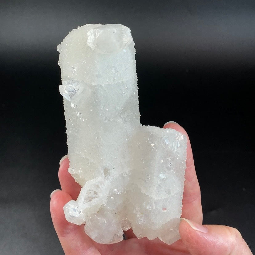 Clear Apophyllite Stalactite Formation Cluster with Fluorescent Calcite Core