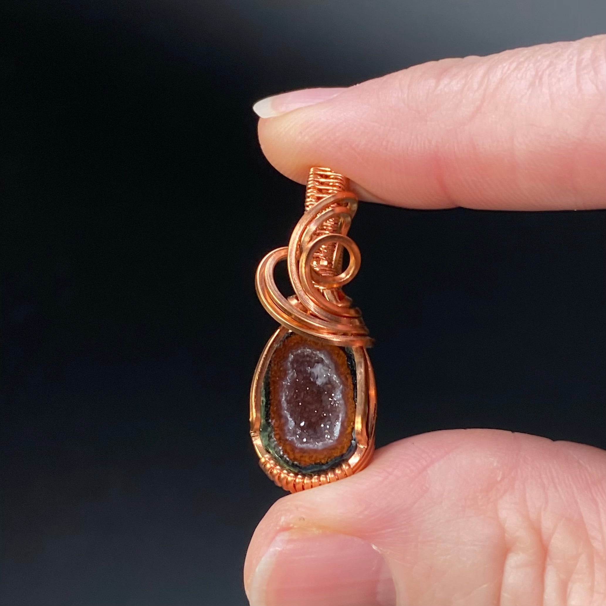 Tabasco Geode & Copper Wire Wrapped Pendant