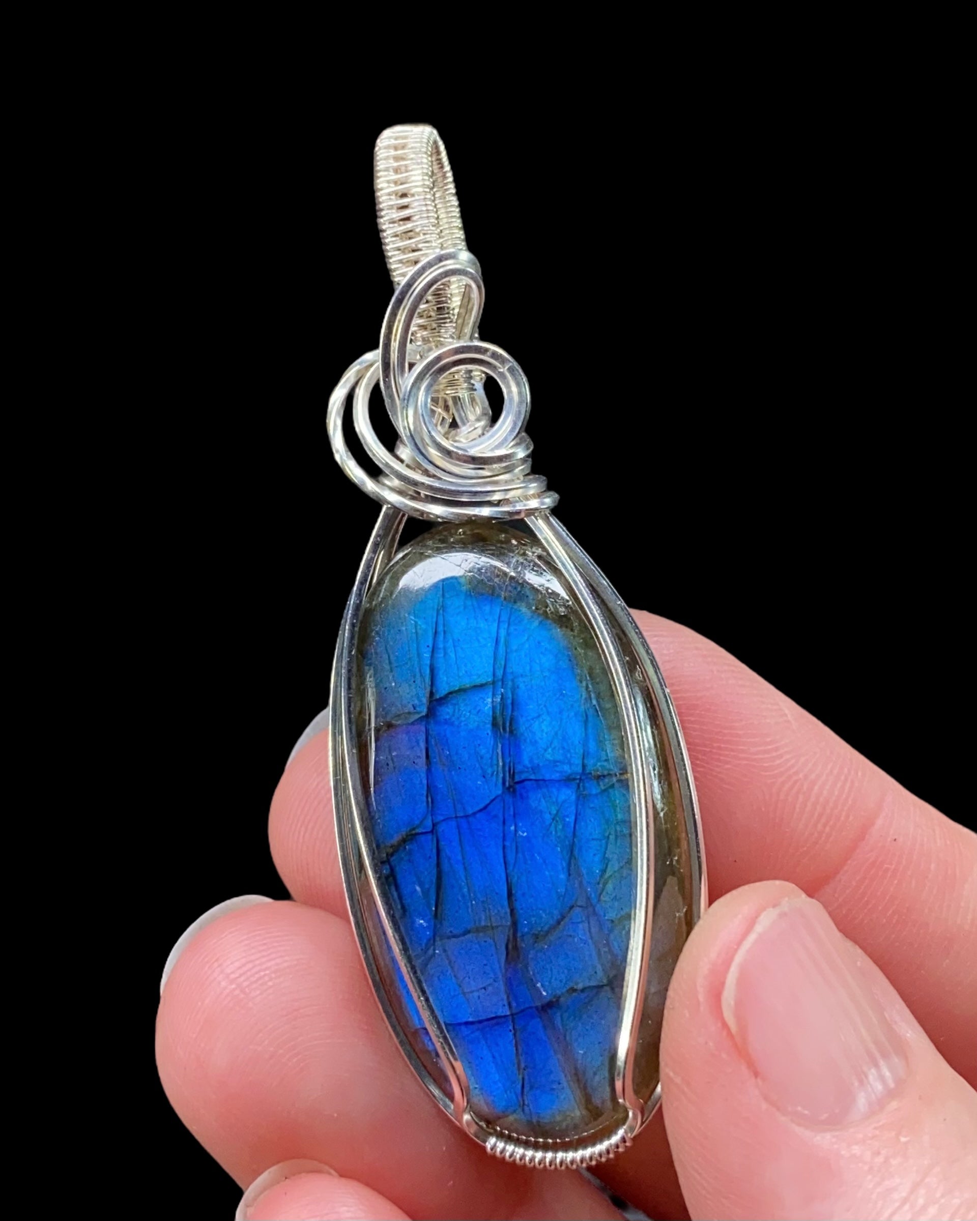 Labradorite & Sterling Silver Wire Wrapped Pendant, Natural Stone & Crystal Jewelry