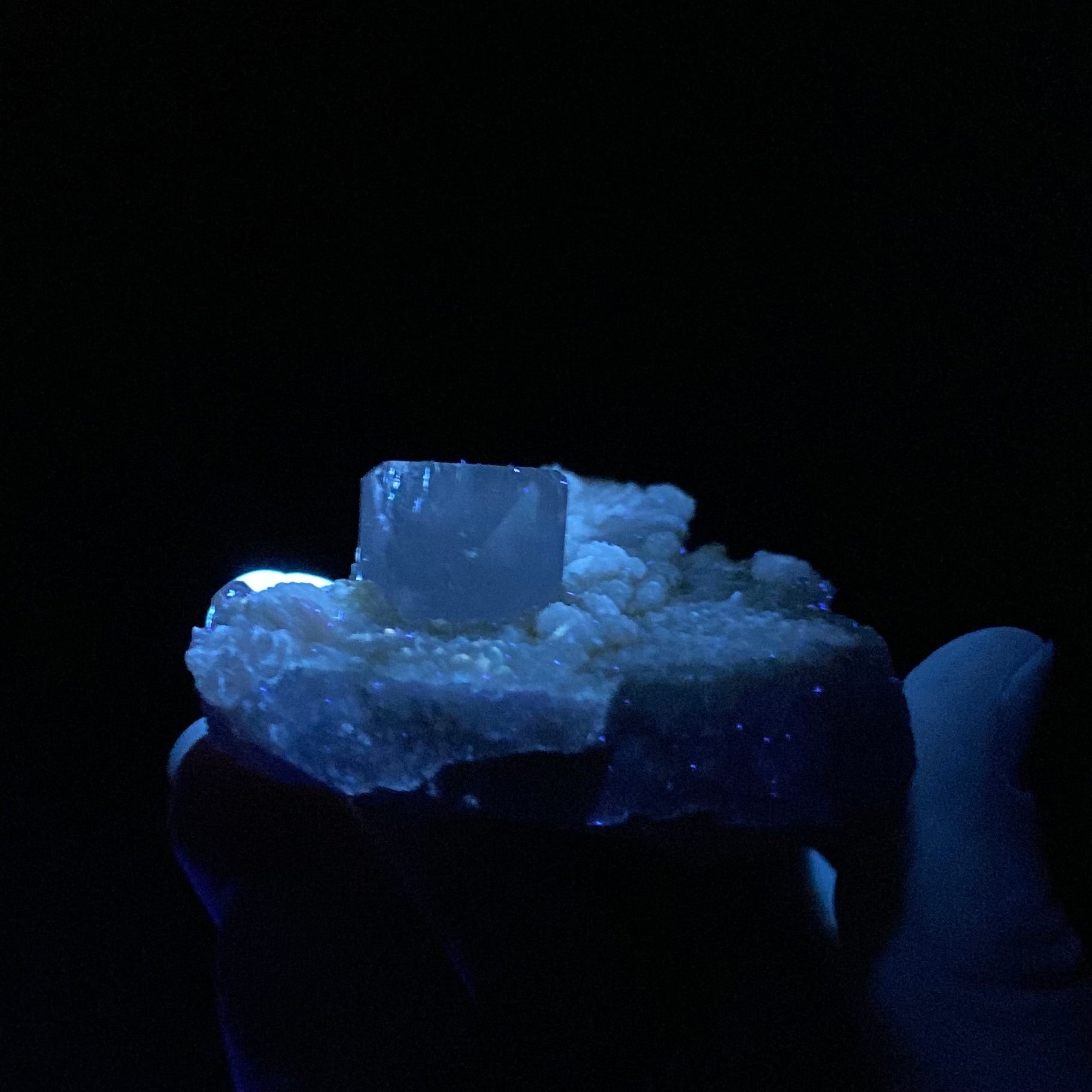 Clear Topaz with on Microcline Feldspar with Lepidolite Rosettes & Iron Oxide