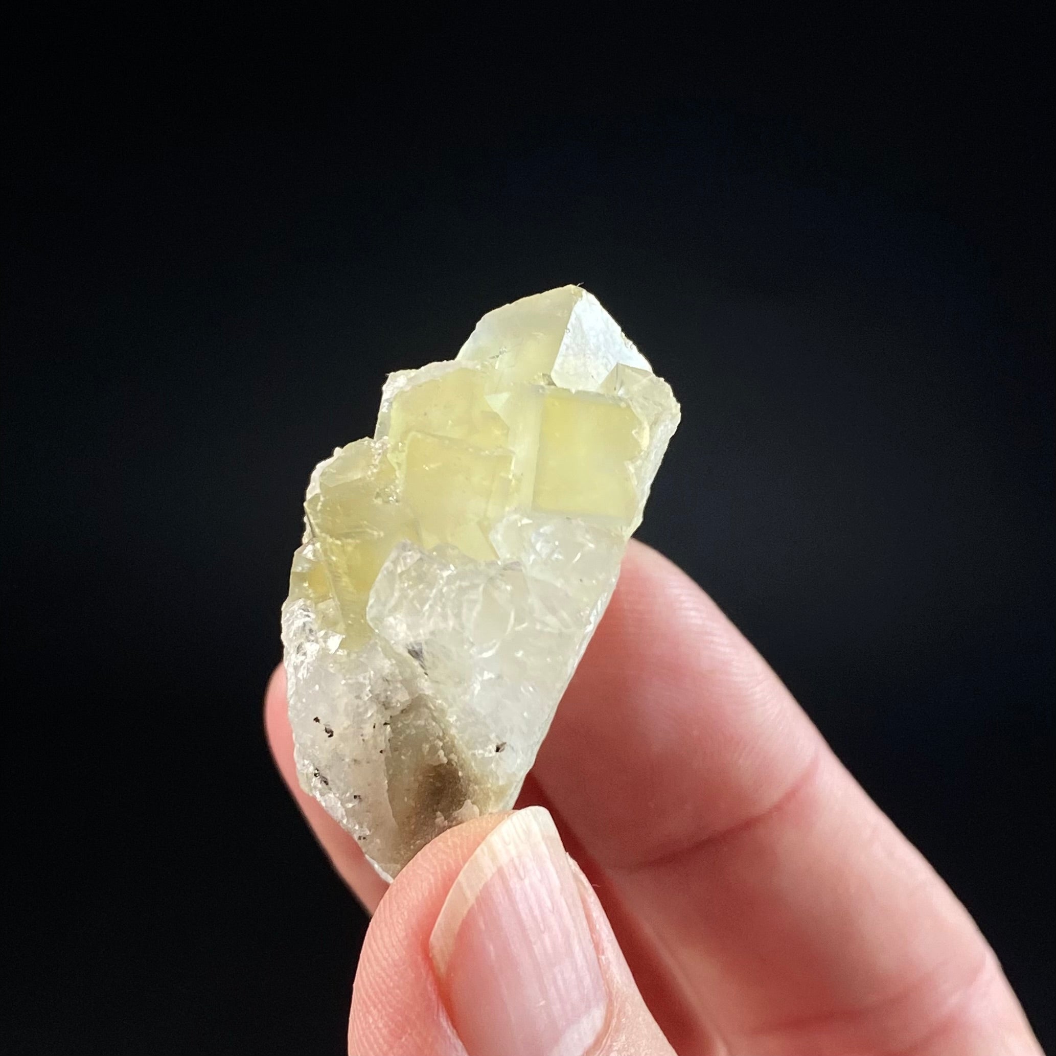 Pale Yellow Cubic Fluorite Cluster from El Hammam Mine, Morocco