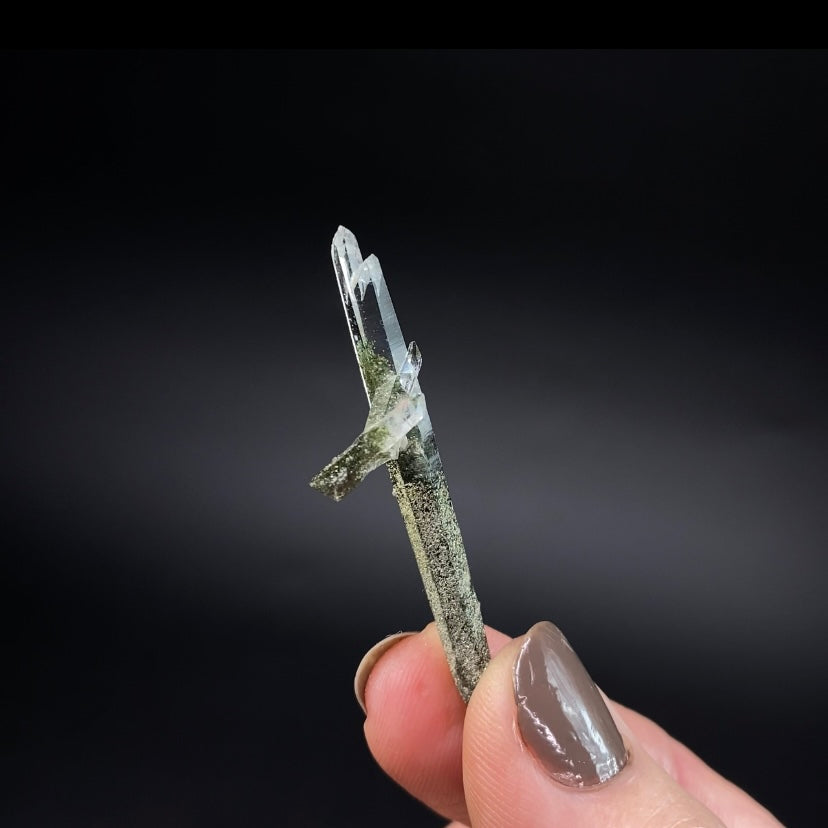 Himalayan Laser Chlorite Included Quartz Cluster from Ganesh Himal, Nepal