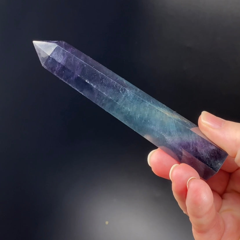 Purple and Green Fluorite Polished Tower