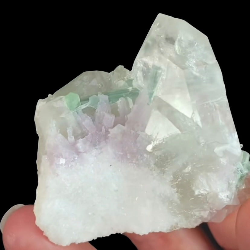 Lepidolite, Green Tourmaline & Quartz Cluster